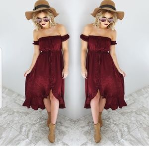 !!! 3 FOR $20!!! Burgandy off the shoulder Dress